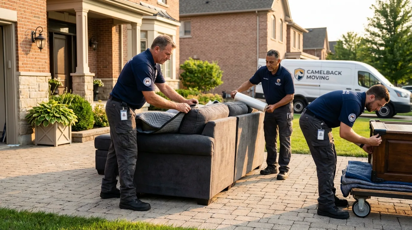 Large estate moving crew wrapping furniture in Ashburn, VA